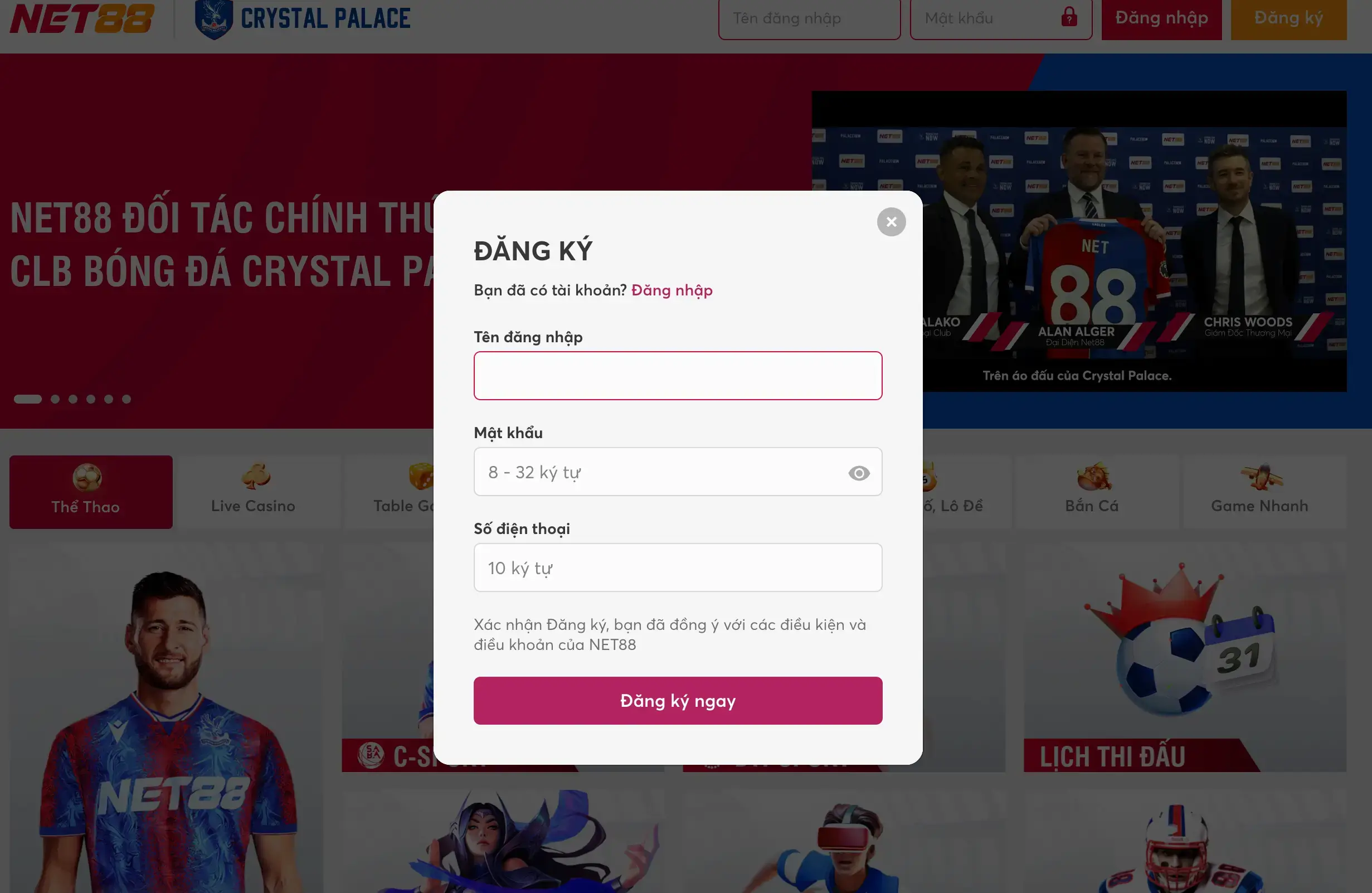 NET88 🏆〖NET 88〗- Trang Chủ Đăng Nhập Nhà Cái Uy Tín 30 Click chọn đăng ký tài khoản
